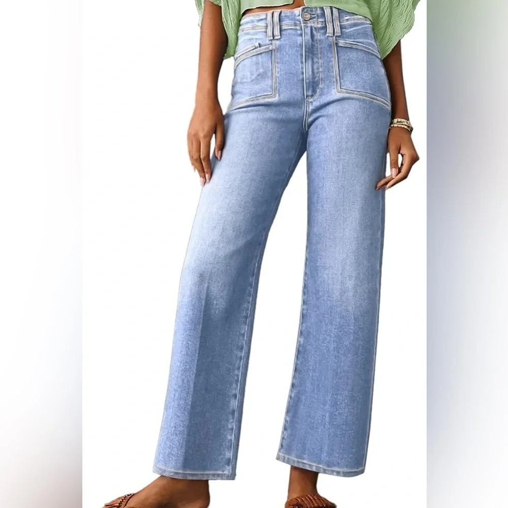 Women's Light Blue Flare Jeans - Picture 5 of 12